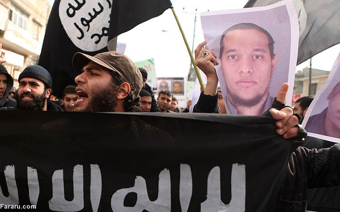 تظاهرات داعشی‌ها در اعتراض به نشریه شارلی ابدو!+تصاویر