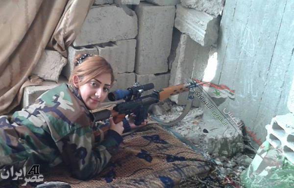 تک تیرانداز زن گارد ریاست جمهوری سوریه+عکس