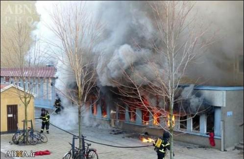 تصاویر/مسجدی‌ در سوئد به آتش کشیده شد