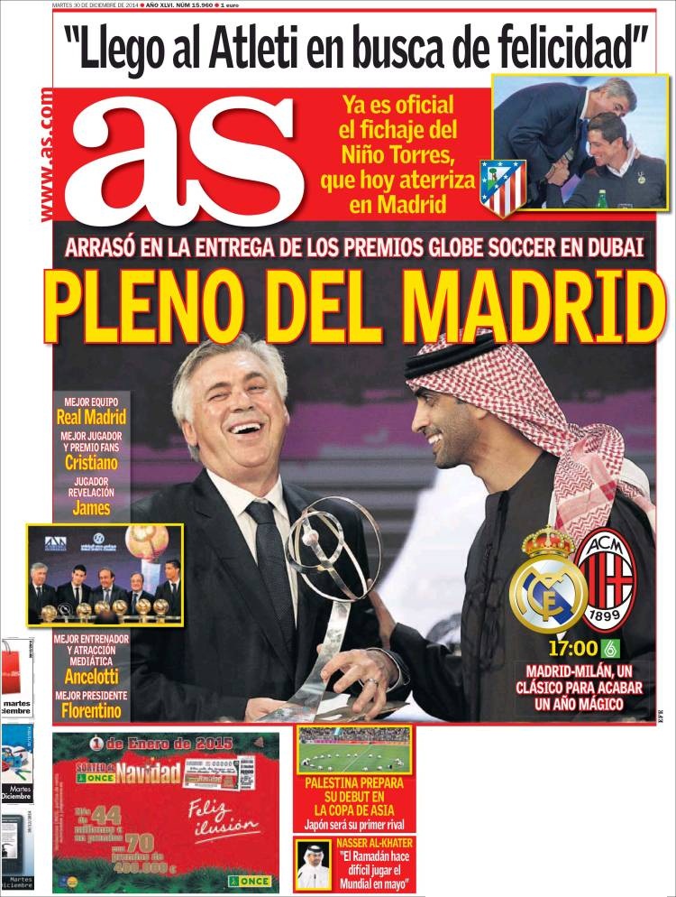 صفحه اول روزنامه‌هاي ورزشی امروز اسپانيا +تصاویر
