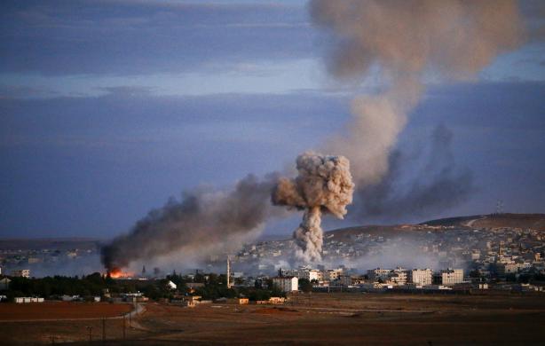 گزارش تصویری حملات هوایی به کوبانی