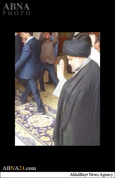 مقتدی صدر در نماز جمعه مسجد کوفه +عکس