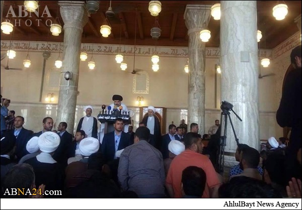 مقتدی صدر در نماز جمعه مسجد کوفه +عکس