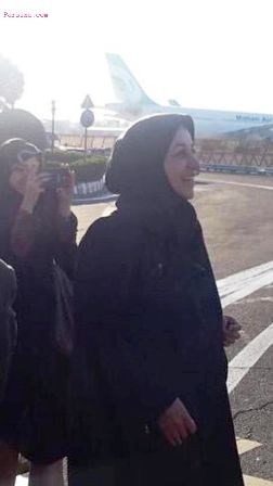 همسر ظریف در فرودگاه مهرآباد +عکس