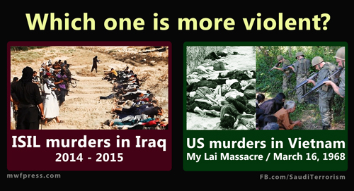 مقایسه داعش و آمریکا در وحشی‌گری! +عکس