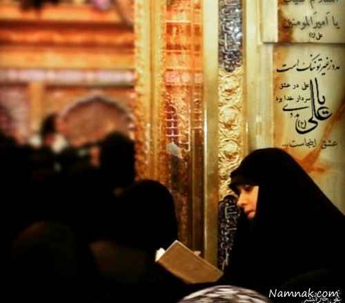 دعاخوانی الهام چرخنده در حرم حضرت علی(ع)+عکس