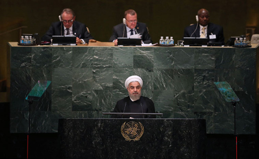 عکس/ روحانی پشت تریبون سازمان ملل متحد