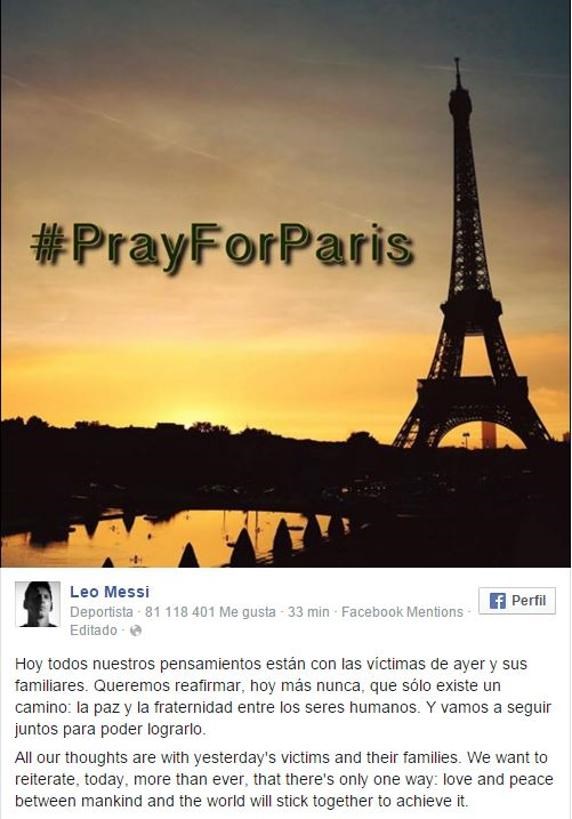 پیام مسی بمناسبت حادثه هولناک پاریس +عکس