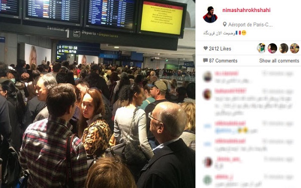 بازیگر ایرانی در بین ازدحام فرودگاه پاریس +عکس