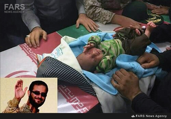 وداع کودک شهید مدافع حرم با پدرش +عکس