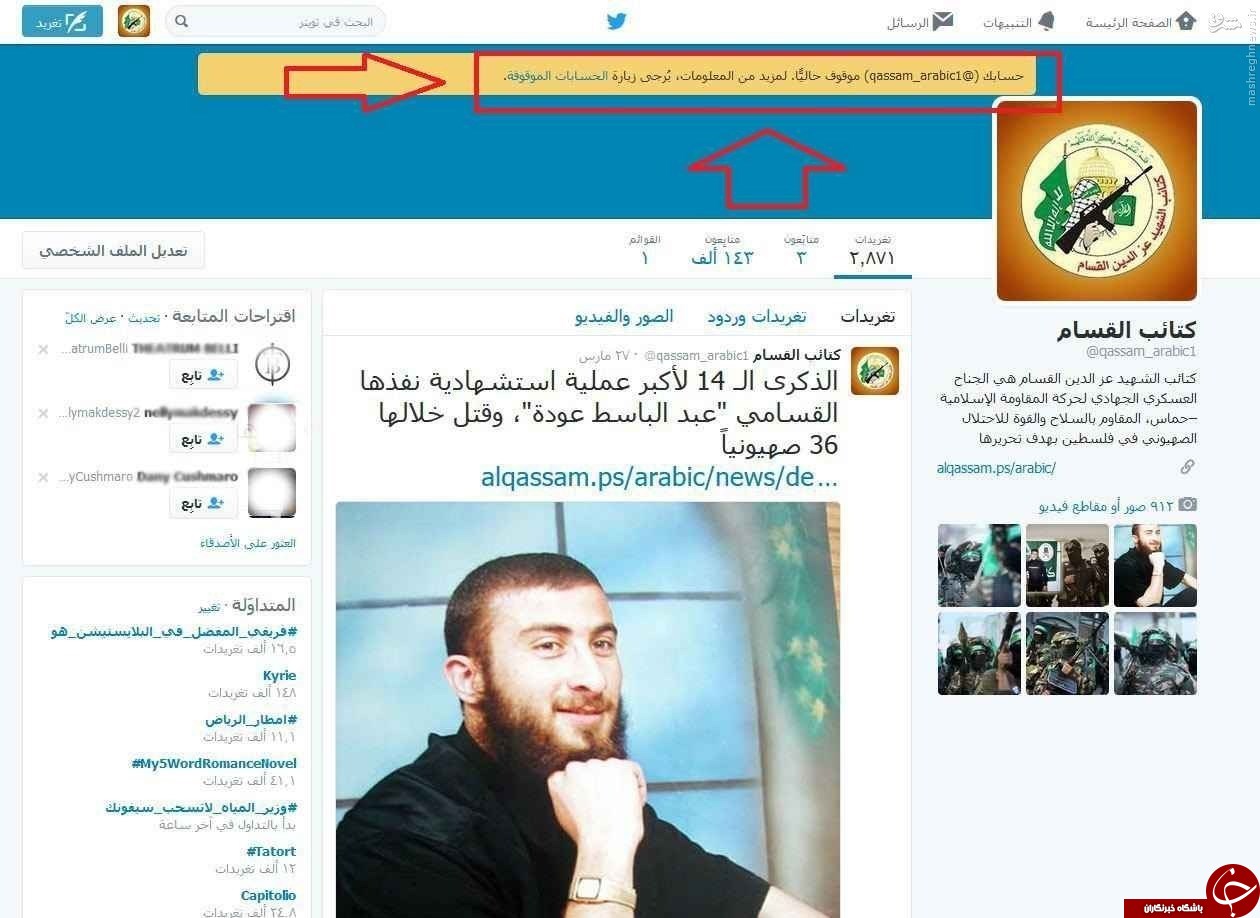 توئیتر حساب کاربری حماس را مسدود کرد+عکس