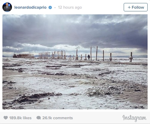 «دی کاپریو» نگران دریاچه ارومیه شد +عکس