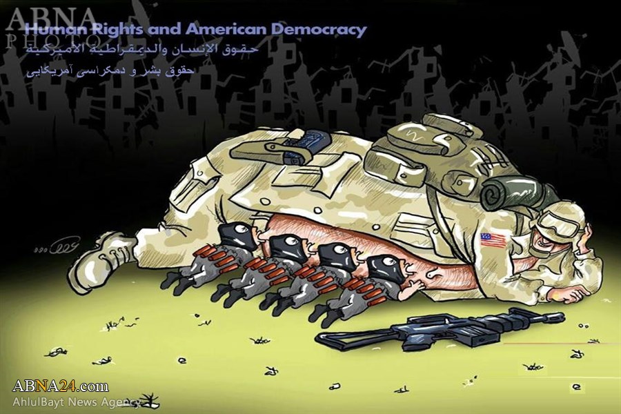 کاریکاتو/حقوق بشر و دمکراسی آمریکایی