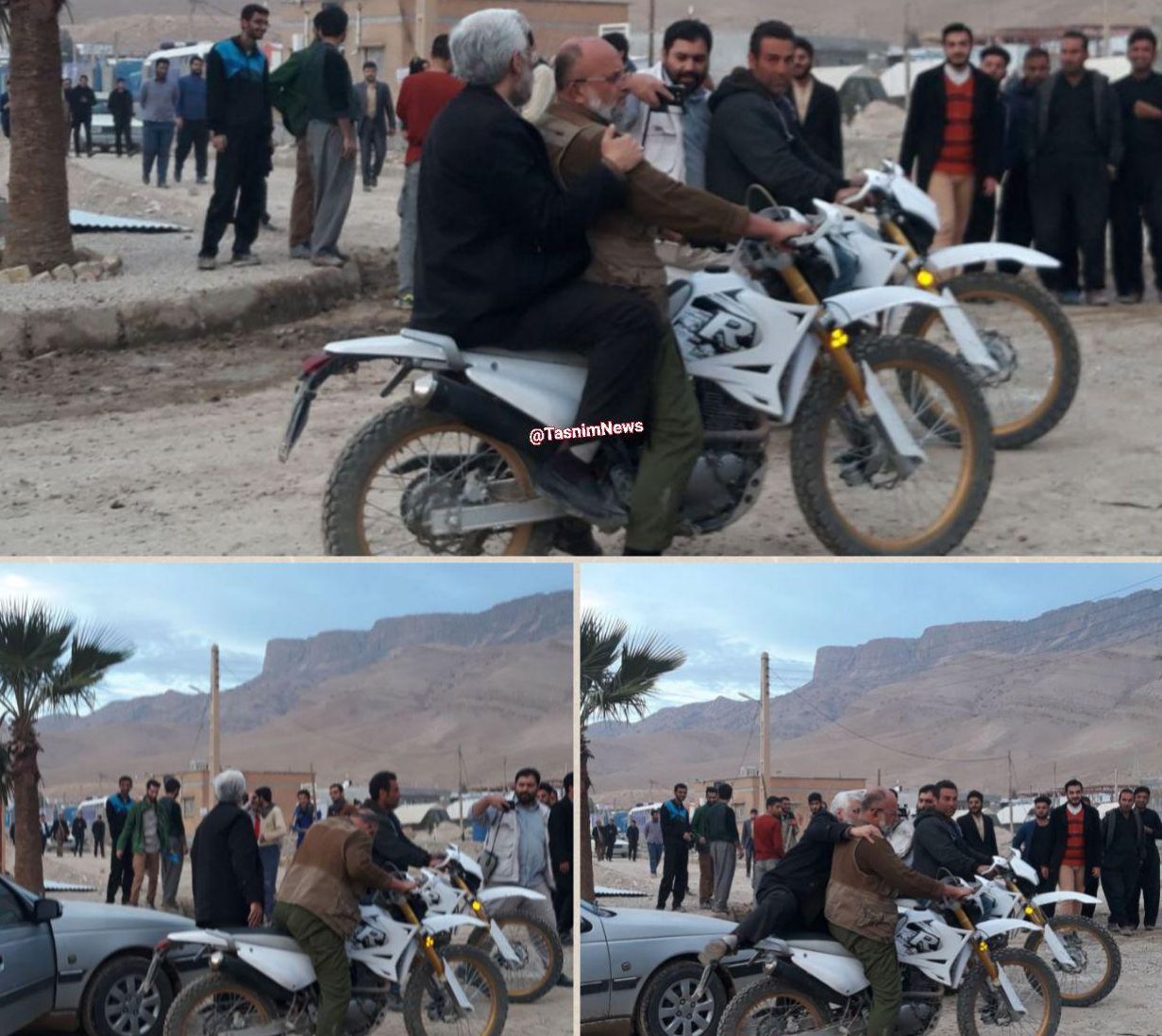 جلیلی پشت موتور در مناطق زلزله زده کرمانشاه + عکس
