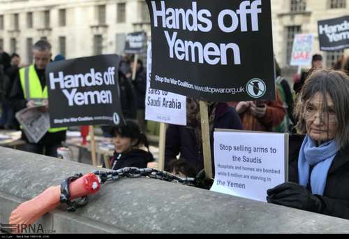 تجمع مردم انگلیس در مخالفت سفر بن سلمان + عکس