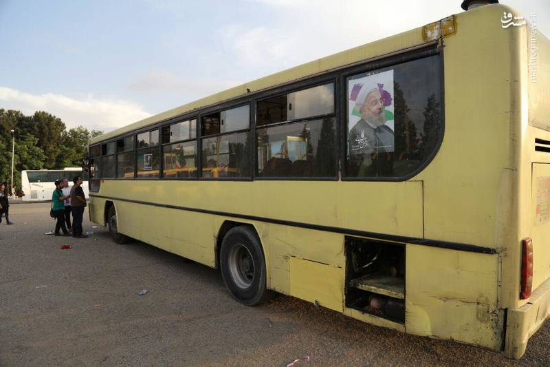 انتقال اتوبوسی هواداران حسن روحانی+عکس
