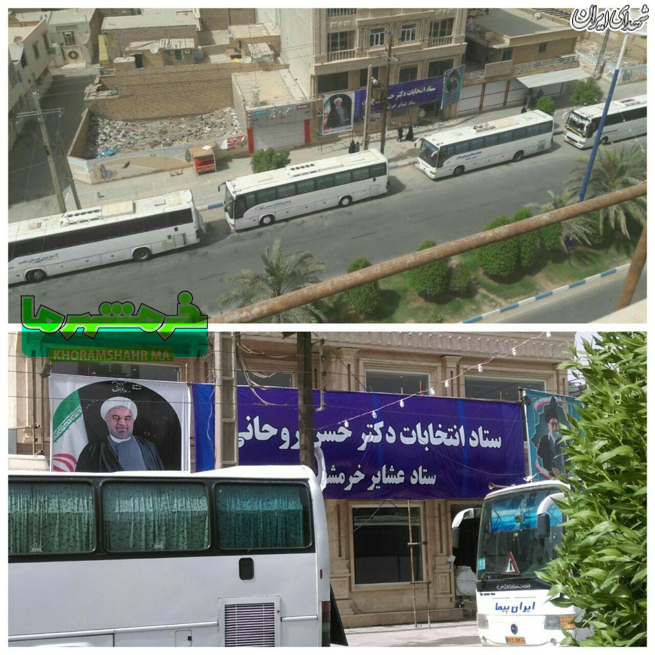 عکس/ ستاد روحانی در حال اتوبوسی جمع کردن مردم!