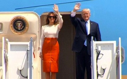 اولین سفر خارجى ترامپ و همسرش +عکس