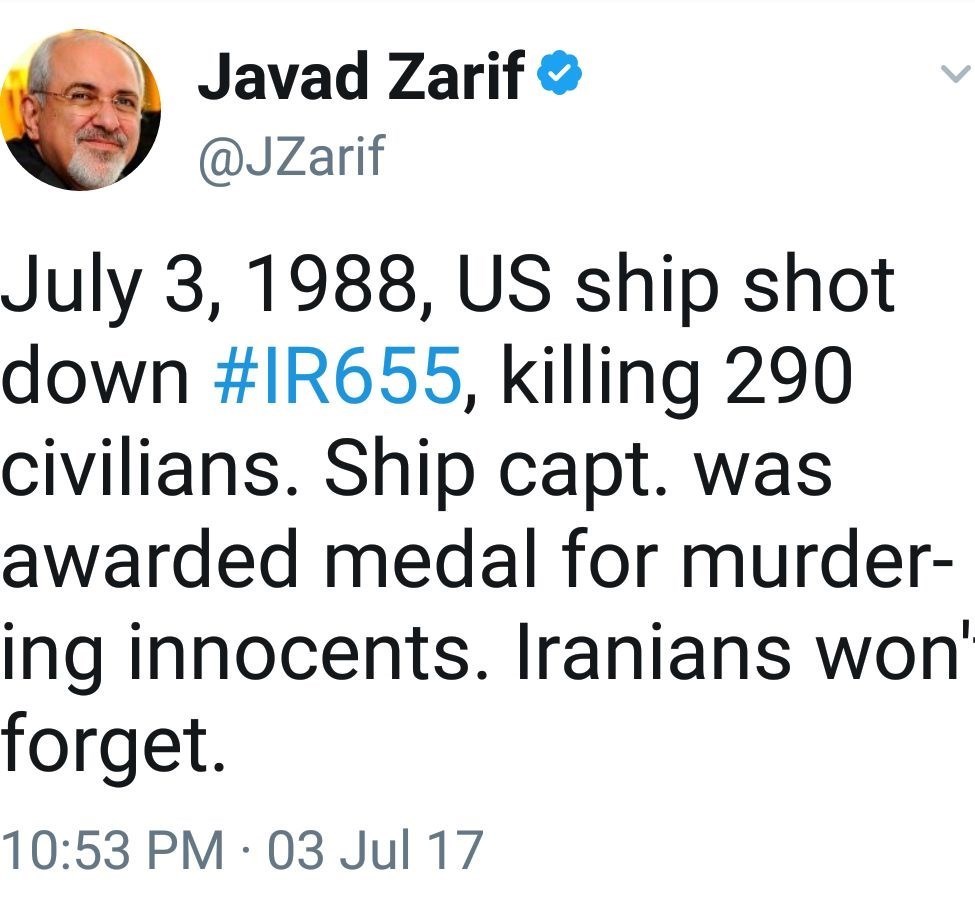 توییت ظریف به مناسبت سالگرد ایرباس ایرانی