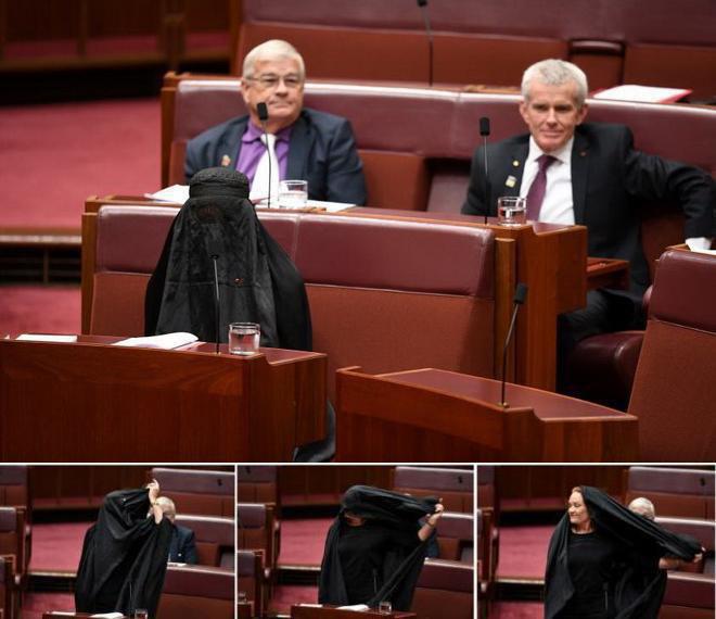 حرکت زشت سناتور زن استرالیایی در توهین به حجاب/عکس