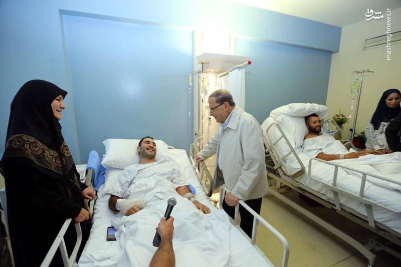 عیادت رئیس جمهور لبنان از مجروحان حزب الله+عکس