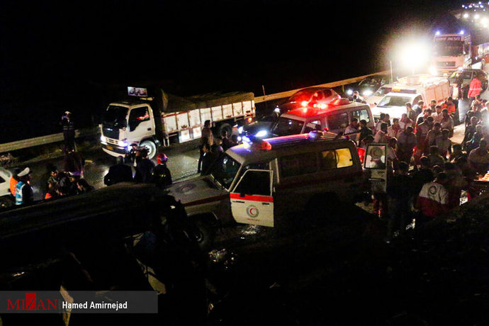 تصاویر دلخراش از پیکرهای‌خونین درحادثه اتوبوس مرگ