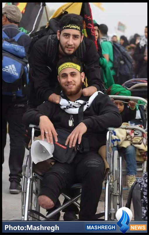 دو تن از رزمندگان حزب الله در پیاده روی اربعین + عکس