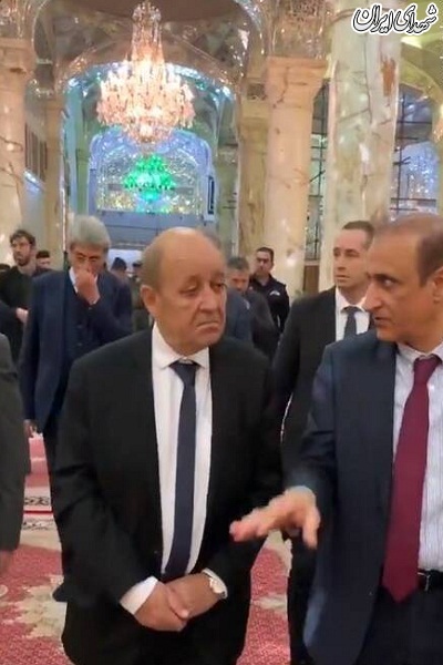 عکس/ وزیر خارجه فرانسه در حرم حضرت علی(ع)