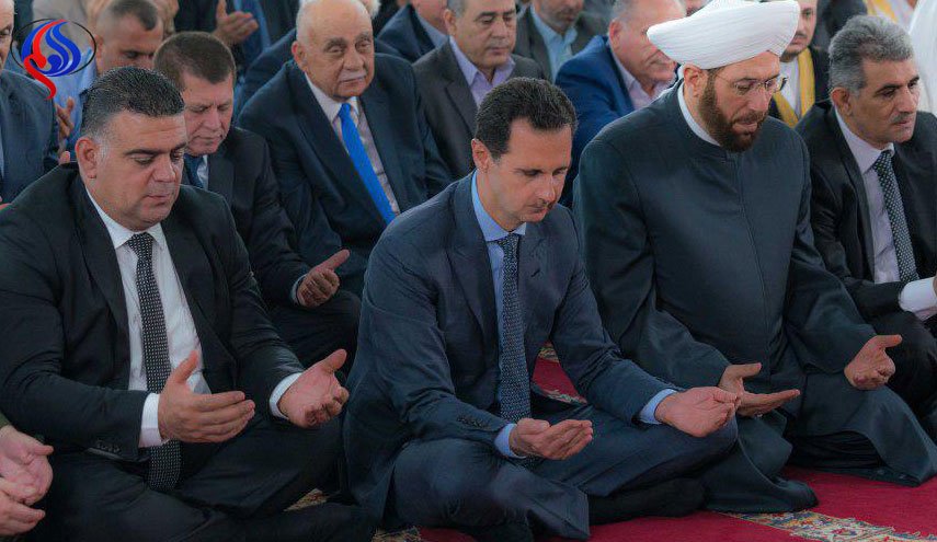 حضور بشار اسد در نماز عید فطر طرطوس + عکس