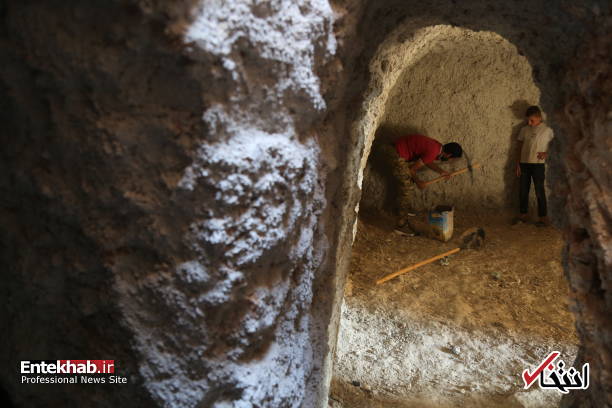 حفر تونل زیرزمینی برای زنده ماندن در ادلب + عکس