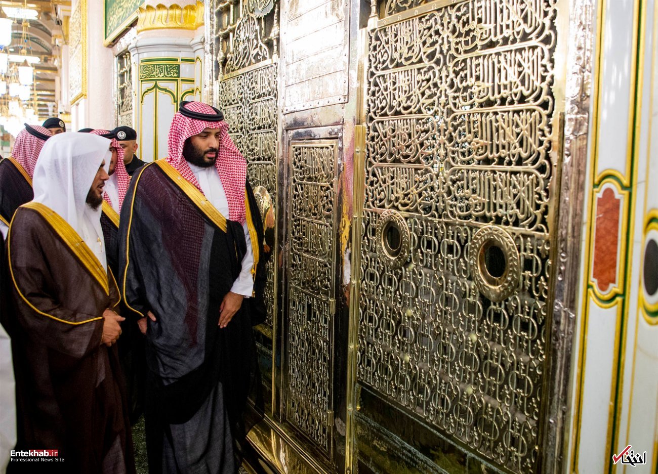 پادشاه و ولیعهد عربستان در حرم پیامبر(ص) + عکس