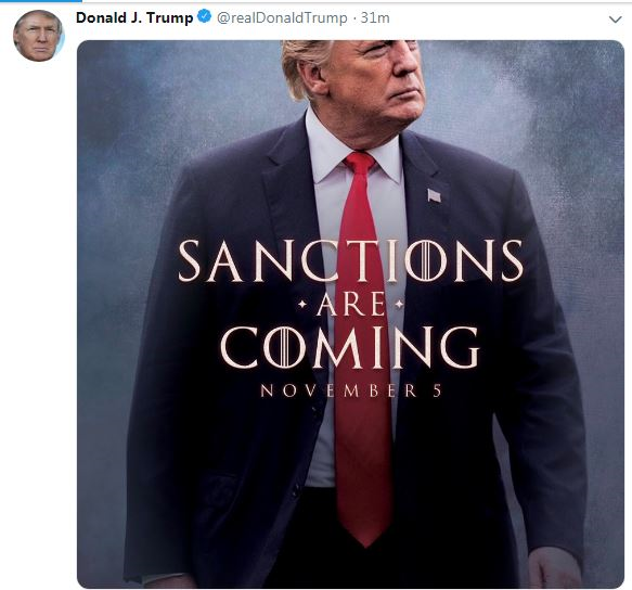 توییت ترامپ به مناسبت بازگشت تحریم‌های ایران