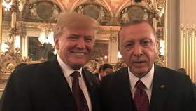 دیدار ۴۵ دقیقه‌ای اردوغان و ترامپ در پاریس + عکس