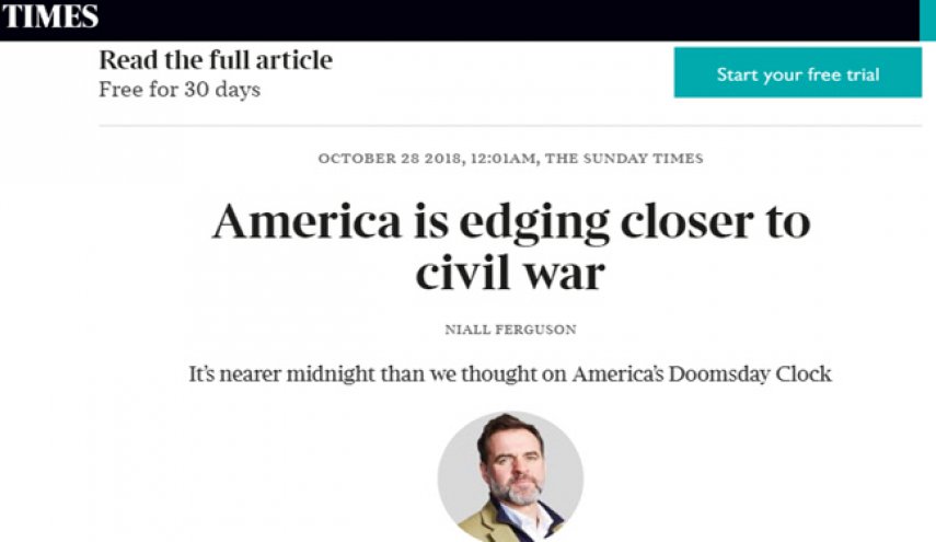 روزنامه تایمز: آمریکا به سمت جنگ داخلی پیش می رود