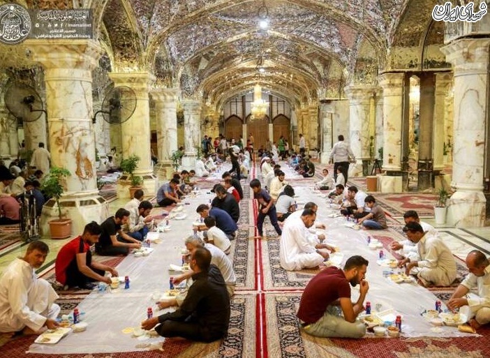 عکس/سفره افطاری در صحن حضرت زهرا(س)