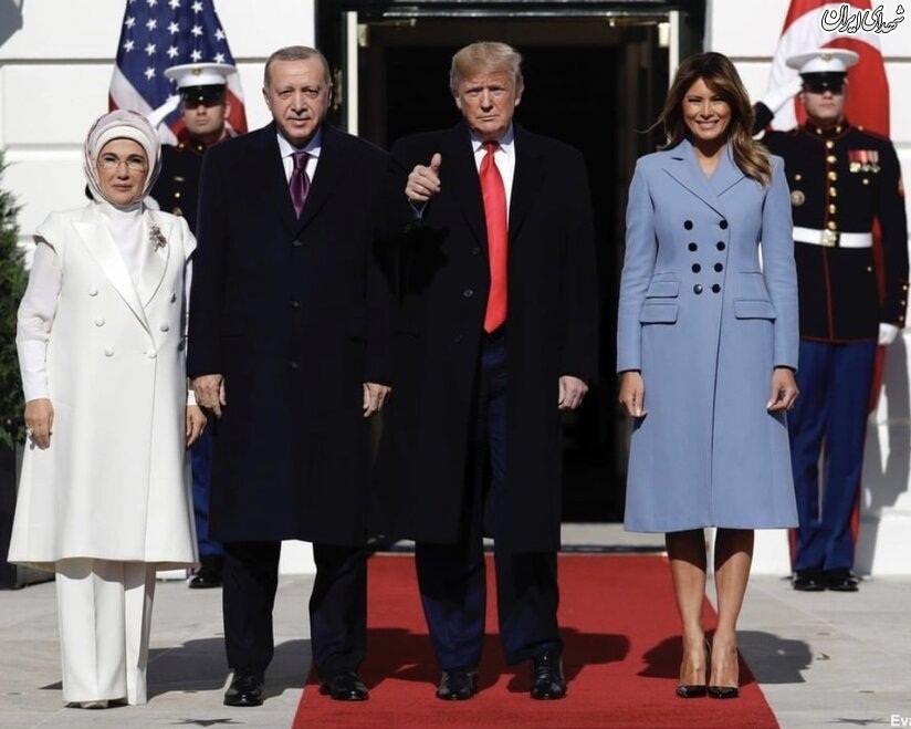 عکس/ پوشش همسران ترامپ و اردوغان در کاخ سفید