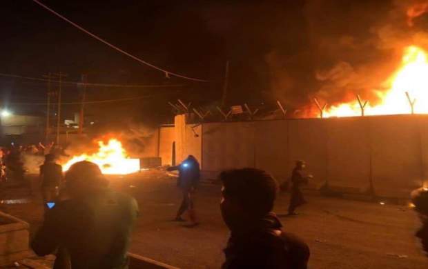 فیلم/ آتش زدن کنسولگری ایران در عراق