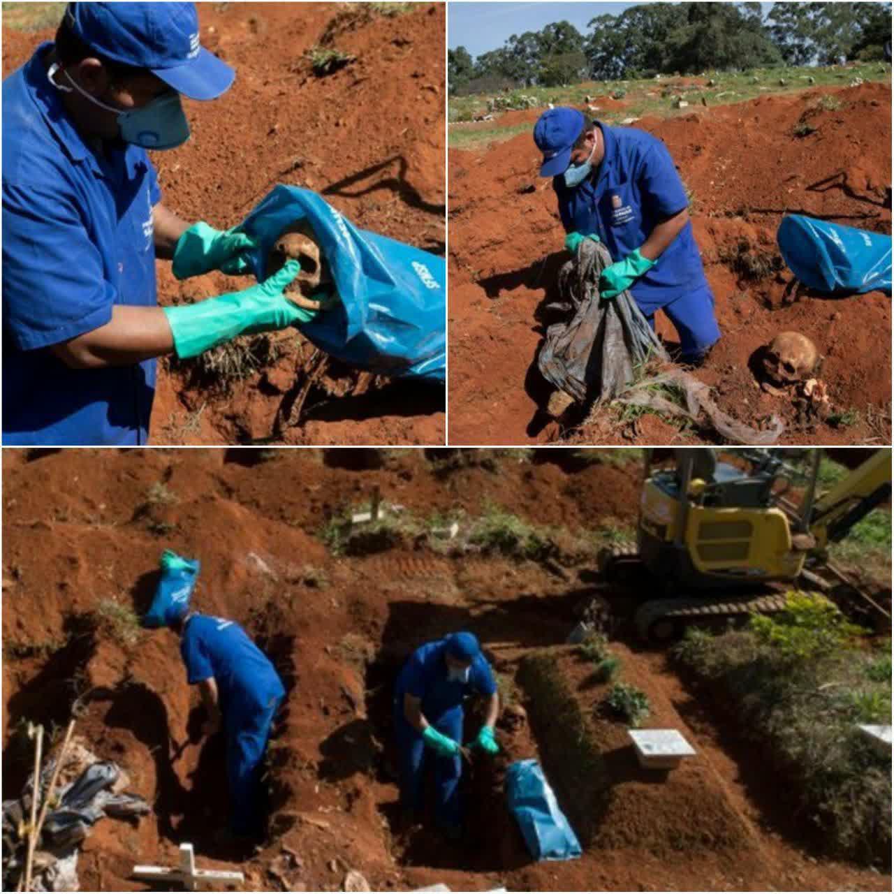 نبش قبر در برزیل برای دفن انبوه اجساد قربانیان کرونا