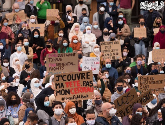عکس/ اعتراض به بی‌حجابی اجباری در مدارس بلژیک