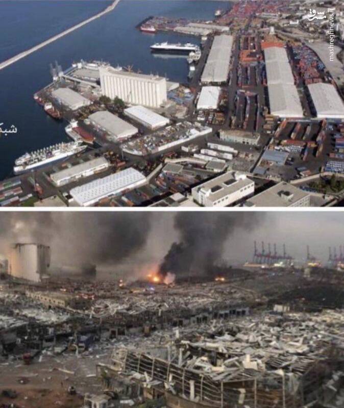 عکس/ قبل و بعد از انفجار در بندر بیروت