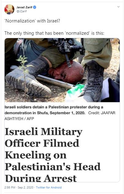 واکنش ظریف به جنایت سرباز اسرائیلی