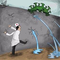 وضعیت عجیب کادر درمان رو ببینید! +کاریکاتور