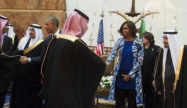 همسر اوباما با پادشاه جدید عربستان دست داد!+عکس