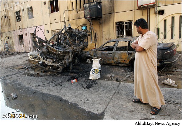 انفجار خودروی بمب‌گذاری شده در منطقه طالبیه بغداد + عکس