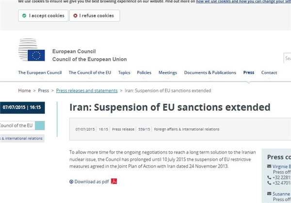 تعلیق تحریم‌های ایران تا ۱۰ جولای تمدید شد+عکس