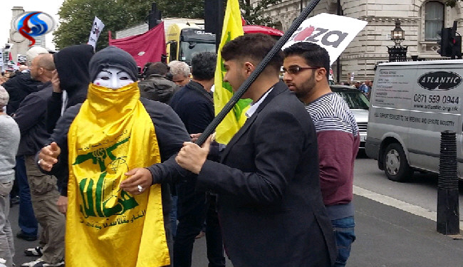 پرچم حزب‌الله علیه نتانیاهو در لندن/عکس