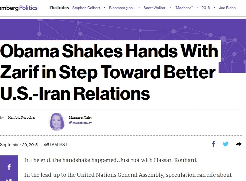 بازتاب دست دادن ظریف و اوباما در رسانه‌ها+عکس