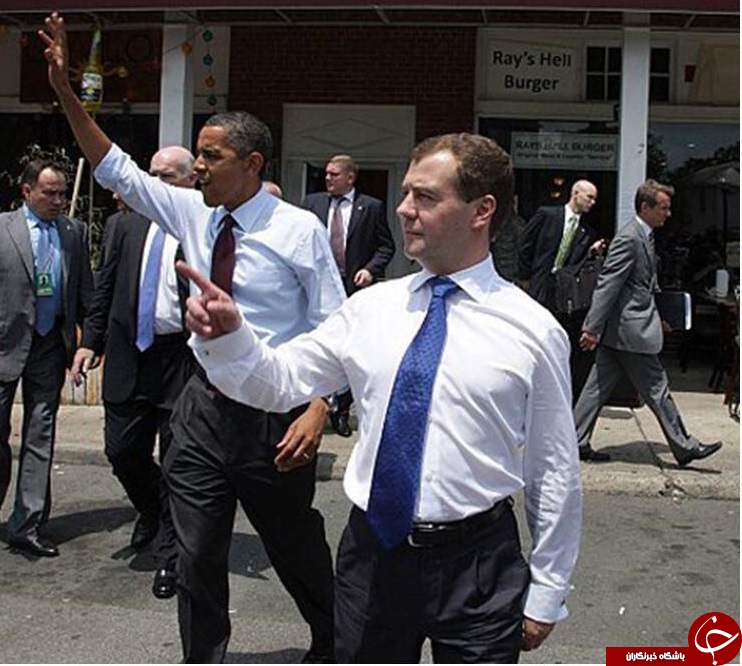مدودف مهمان اوباما به صرف همبرگر + تصاویر