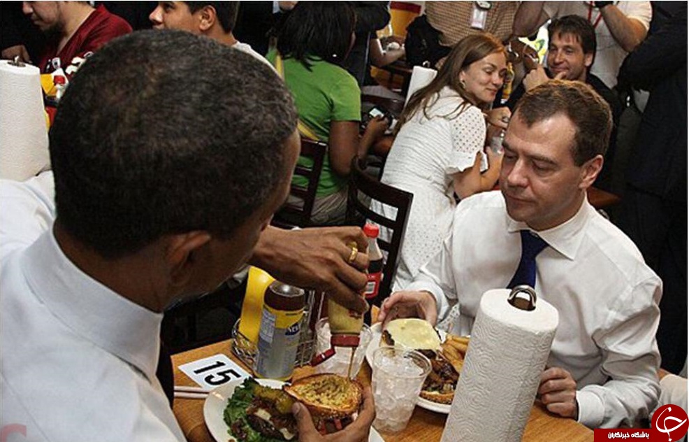 مدودف مهمان اوباما به صرف همبرگر + تصاویر