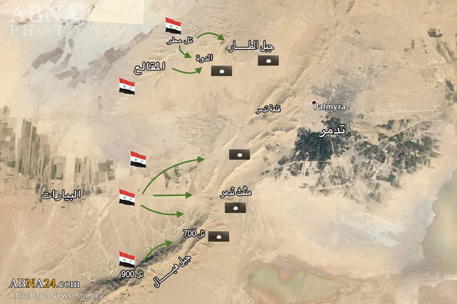 پیش‌روی ارتش سوریه به سوی تدمر + نقشه